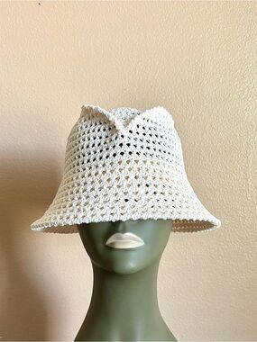 Handmade Cream Crochet Bucket Hat